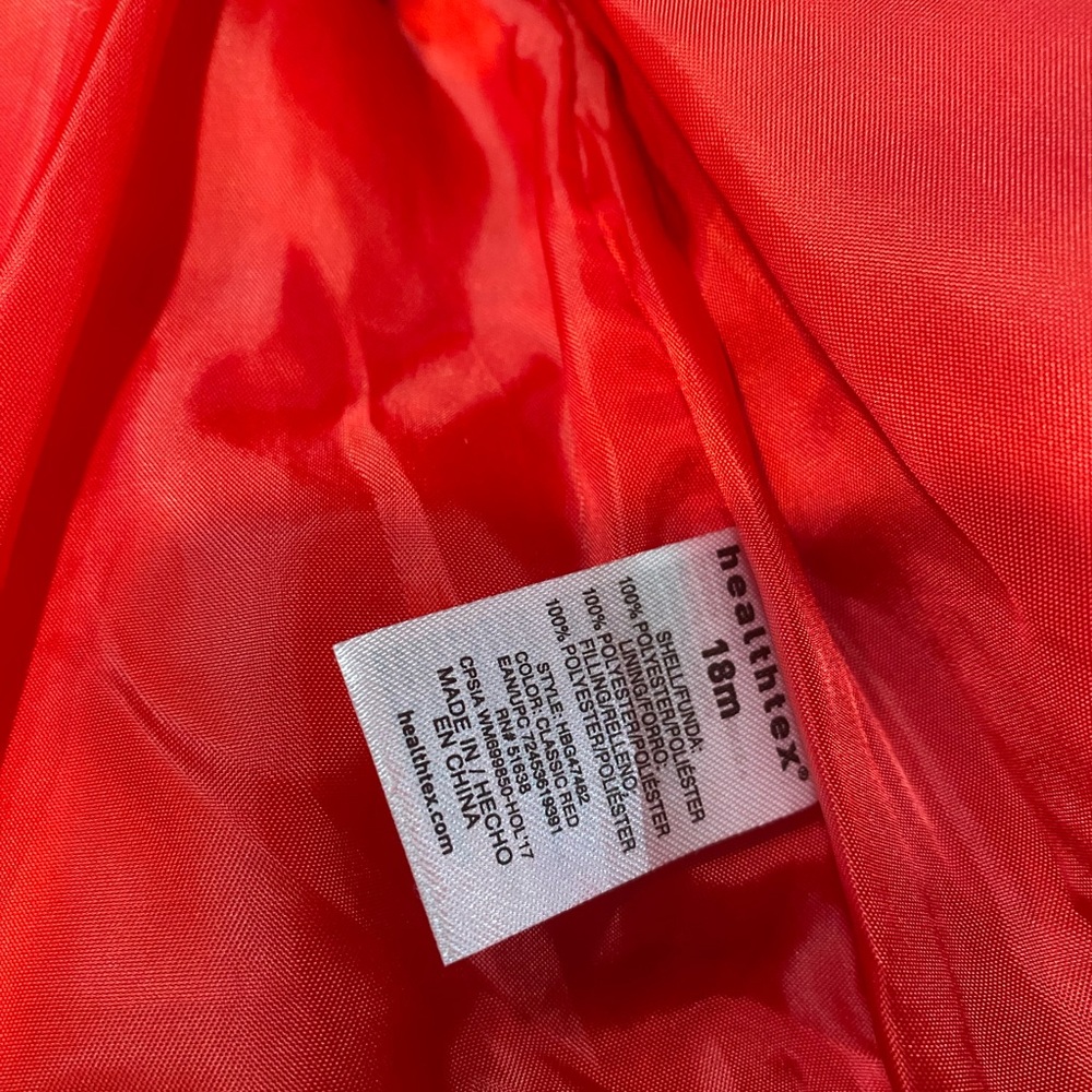 Red Puffer Vest with Gold Bow Pattern - Picture 6 of 6